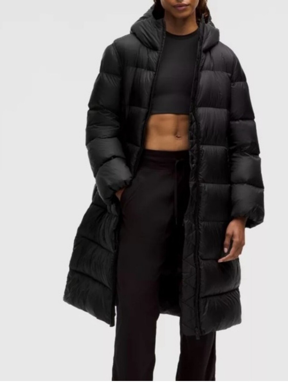 NWOT Lululemon Featherweight 900-Down-Fill Long Puffer Jacket Black